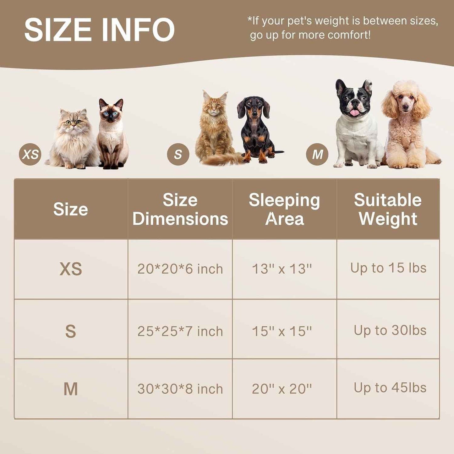 MEWOOFUN Donut Cat Bed - Washable Round Pet Bed For Indoor Cats & Kittens, Fluffy Non-Slip Calming Bed For Small Dogs, Light Brown