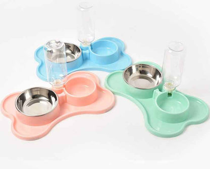 Pet Supplies Dog Automatic Drinking Water Double Bowl Dog Double Bowl Pet Food Bowl Teddy Law Bucket Pet Bowl