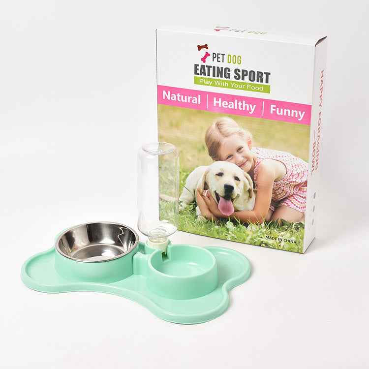 Pet Supplies Dog Automatic Drinking Water Double Bowl Dog Double Bowl Pet Food Bowl Teddy Law Bucket Pet Bowl