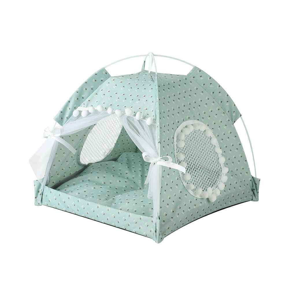 Cat Nest Kennel Summer Semi-closed House Mat Foldable Outdoor Pet Tent
