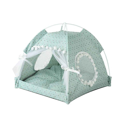 Cat Nest Kennel Summer Semi-closed House Mat Foldable Outdoor Pet Tent