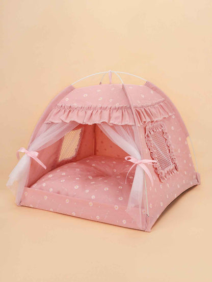 Cat Nest Kennel Summer Semi-closed House Mat Foldable Outdoor Pet Tent