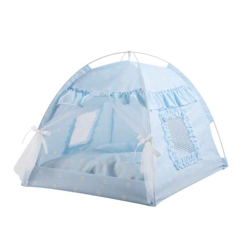 Cat Nest Kennel Summer Semi-closed House Mat Foldable Outdoor Pet Tent
